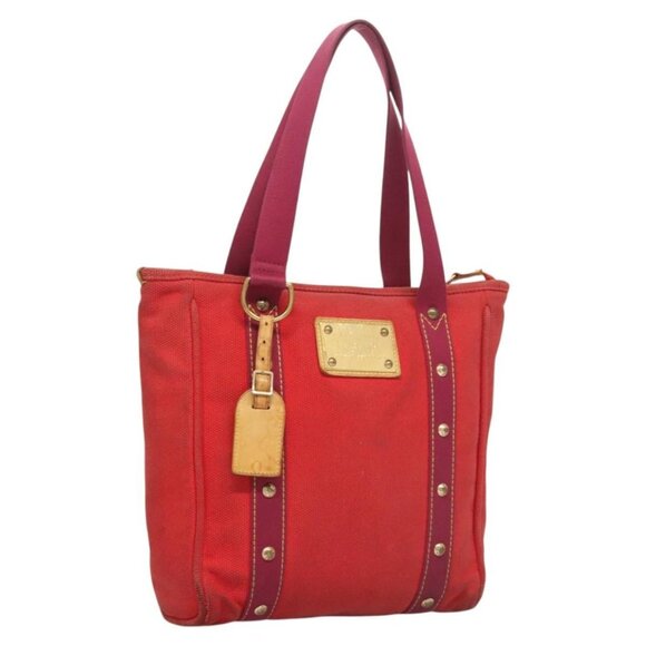 LOUIS VUITTON Antigua Cabas MM Tote Bag Red M40034 LV Auth BA1930 - Picture 1 of 16